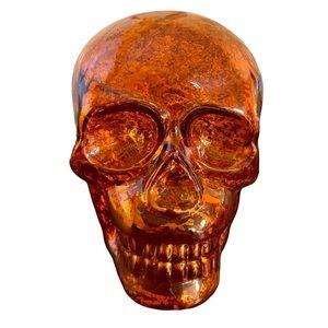 Orange Glass Skull Decoration